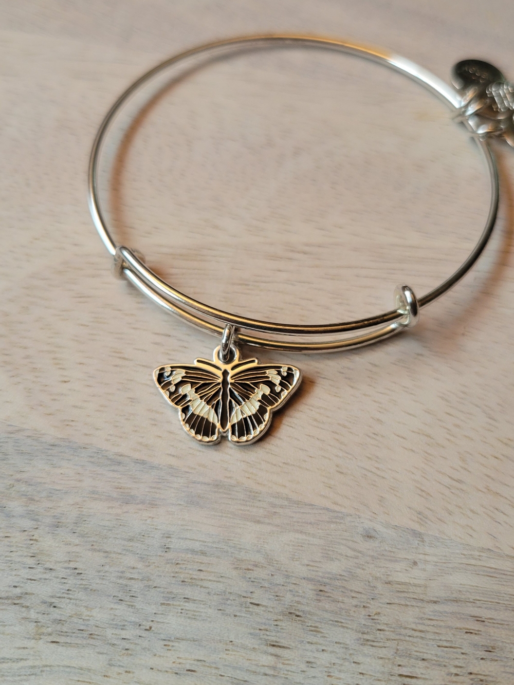 Alex And Ani Silver Tone Butterfly Charm Expandable Bangle Bracelet